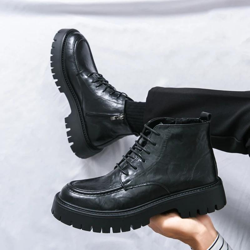 New Shoes Men Leather Original British Men Tooling Boots Work Boots Classic Ankle Boots Leather Casual Shoes Sapatos Para Hombre