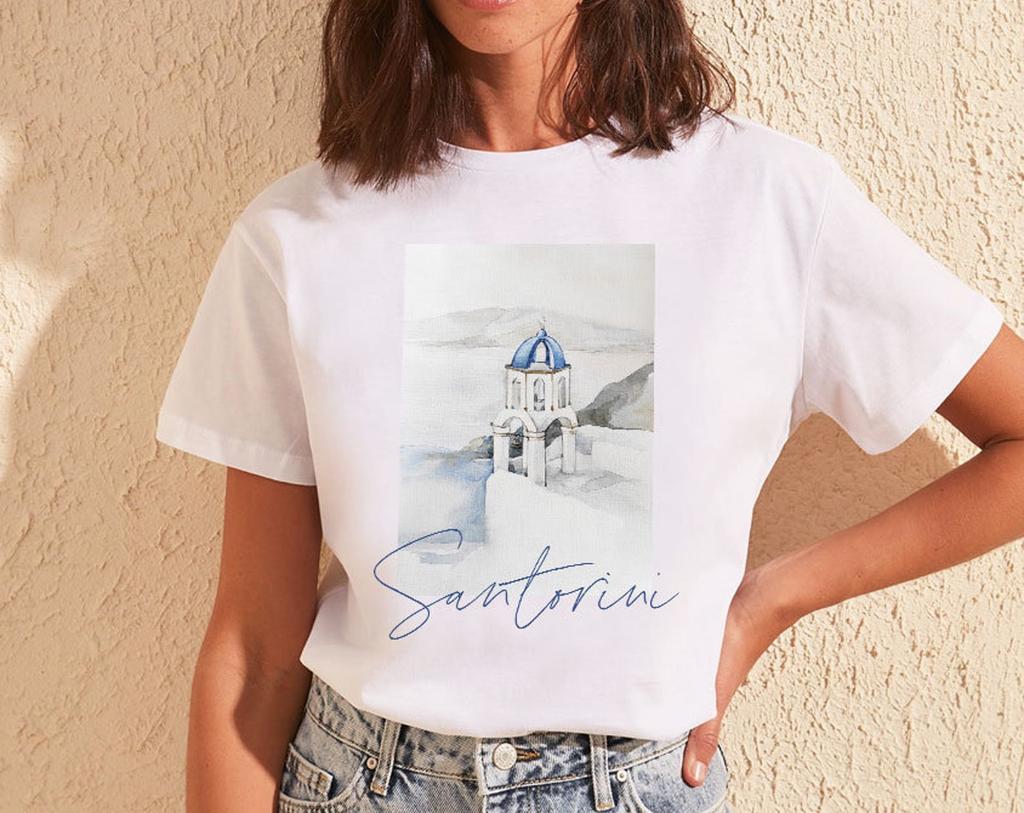 Santorini Greece Shirt, Greece, Greek Islands, Santorini Honeymoon Shirt, Blue Dome, Souvenir, Gift For Her, Travel Shirt, Graphic Tee