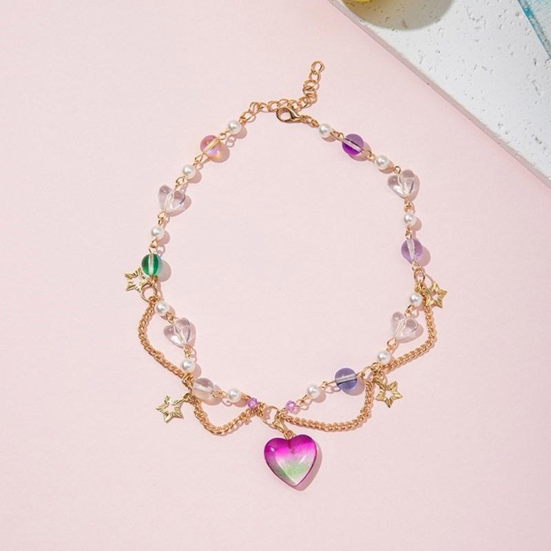 Handmade Crystal Beaded Necklace/Bracelet Stylish Colorful Bead Accessory Fashionable Jewelry for Girls and Women