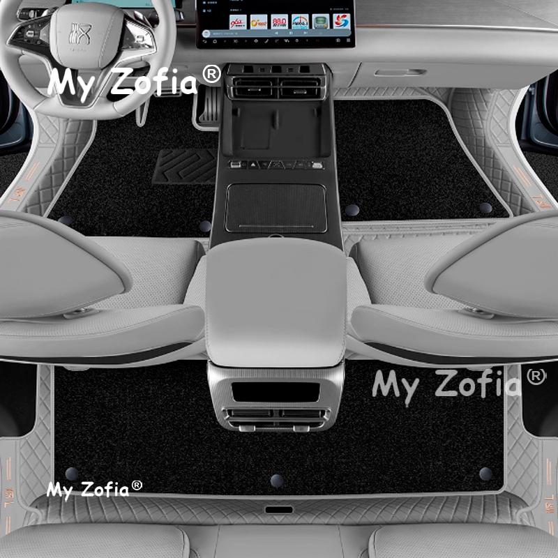 Leather Car Floor Mats Fit For BYD Han L DM EV 2025 2026 Auto Custom Foot Matts Rugs Vehicle Carpets Pads Full Set Accessories
