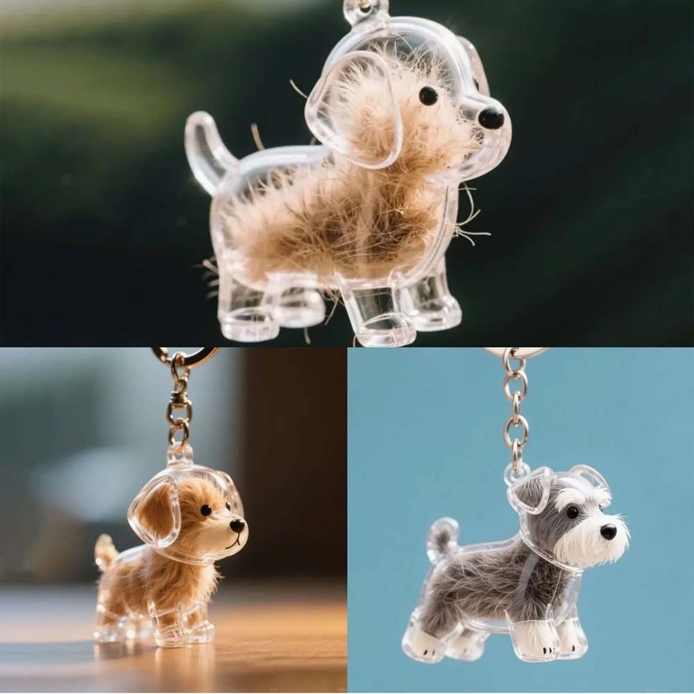 Hair Grooming Dog Hair Storage Box Transparent Puppy Pendants Cartoon Pet Hair Keychain  Backpack