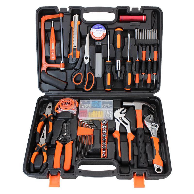Household Hardware Tool Set: Electric & Impact Drill Combo with Toolbox for Vehicle Repair