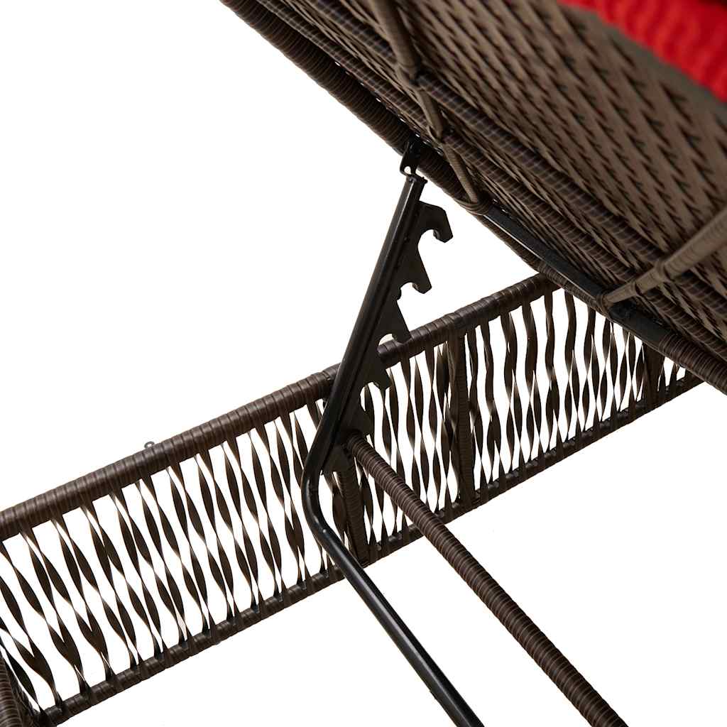 2 Piece Sun Lounger Set with Table Brown Poly Rattan