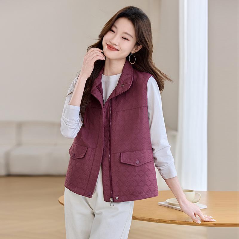 Women's Layered Sleeveless Vest Jacket - 2025 Spring/Autumn Trendy Outerwear for Moms