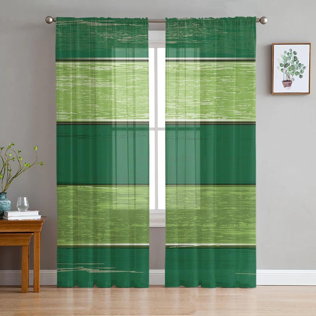 Retro Blue Brown Gradient Fashion Tulle Curtains for Bedroom Hall Decor Chiffon Curtain for Balcony Kitchen Home Drapes