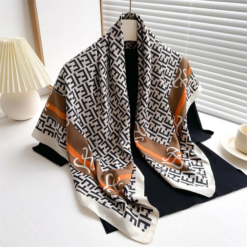 90*90Cm Silk Scarves Women Square Satin Hijab Scarf Handkerchief Shawls Wraps Head Scarf Female Headband Foulard Bandana Echarpe