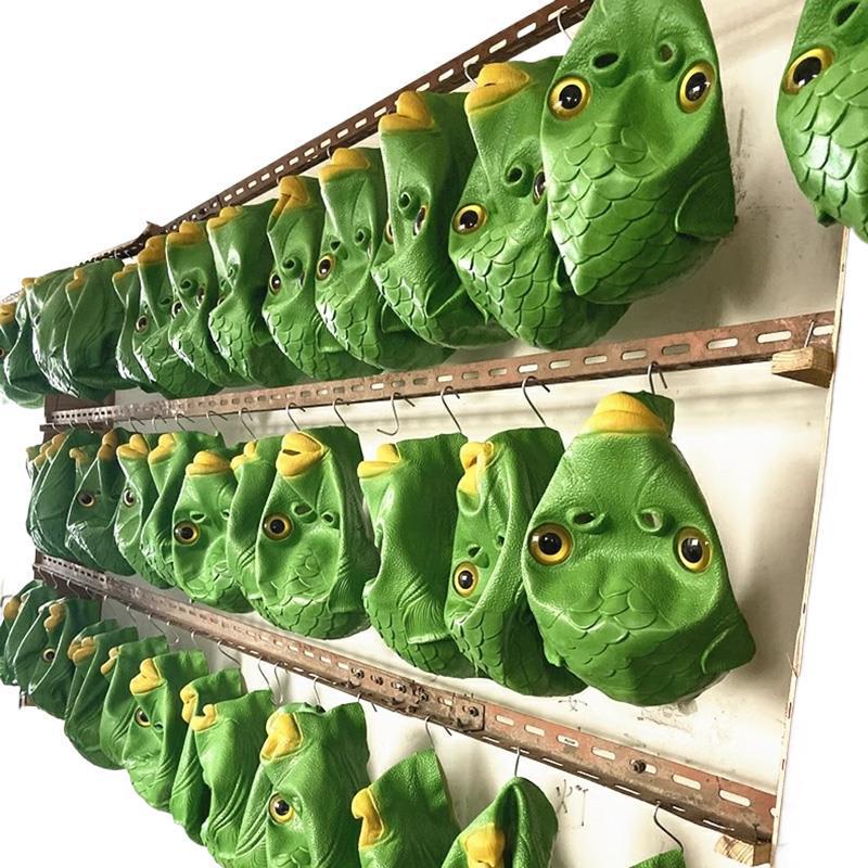 Green Fish Monster Headgear: Hilarious Full Face Prank Mask Inspired by Sand Sculpture Internet Celebrity