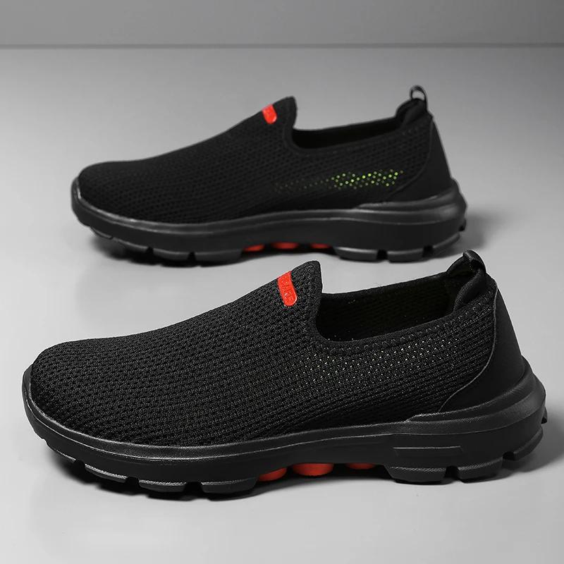 

Men s Slip in Loafers, Casual Sports Black Walking Slippers, Mesh Breathable Tennis Shoes new blanace shoes 2025 39 чорний