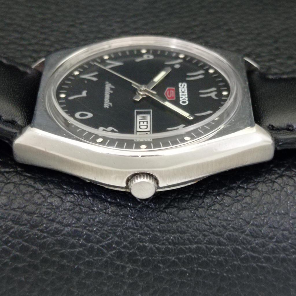 SEIKO 5 AUTOMATIC VINTAGE 6309A JAPAN MENS ARABIC BLACK DIAL WATCH a702656-1