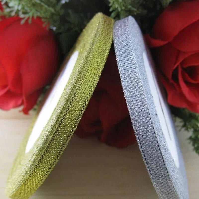 25Yards 6mm Multicolor Silk Satin Organza Ribbon Glossy Glitter Ribbon Wedding Cake Gift Decoration Crafts Garment Accessories