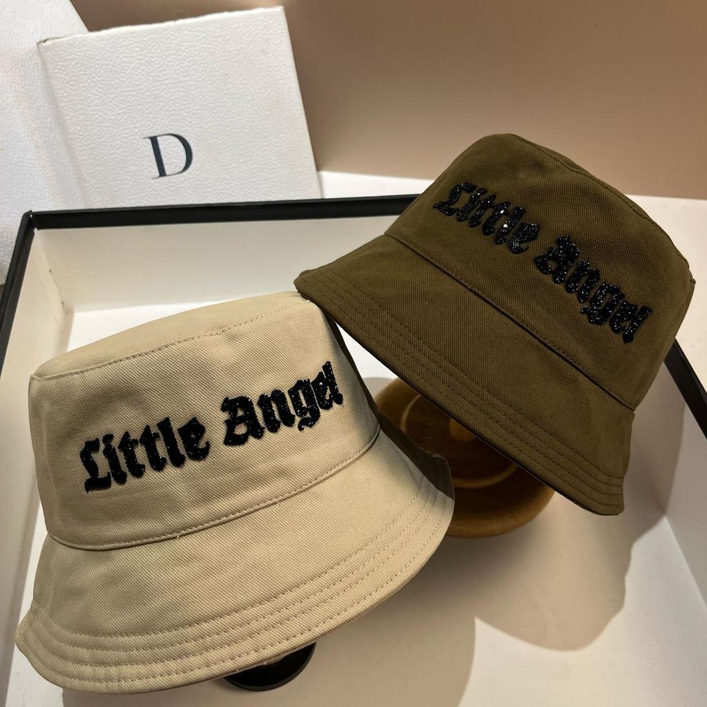 Rhinestone Sanskrit Alphabet Cotton Bucket Hat Spring And Summer Leisure Basin Hat Outdoor Travel Breathable Sun Hat