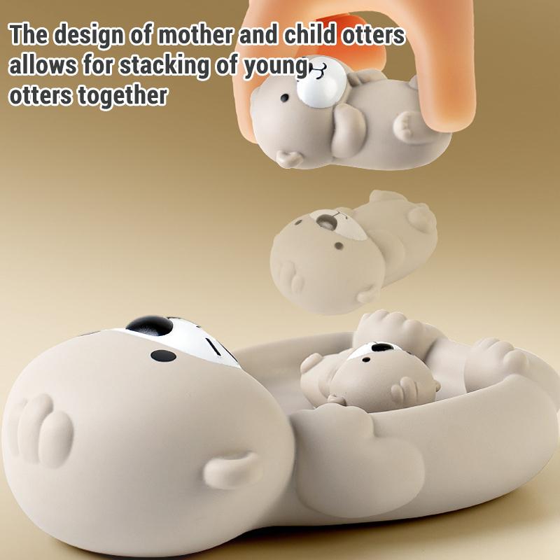4Pcs Set Otter Baby Bath Toys 1 Mother Otter and 3 Baby Otters Water Toy PVC Kid Bathtub Toys Baby Bathroom Games Gift