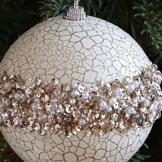 Christmas Ball Ornaments Glitter Sequin Faux Pearl Hanging Ball Decoration Shatterproof Foam Ball Christmas Tree Ornaments