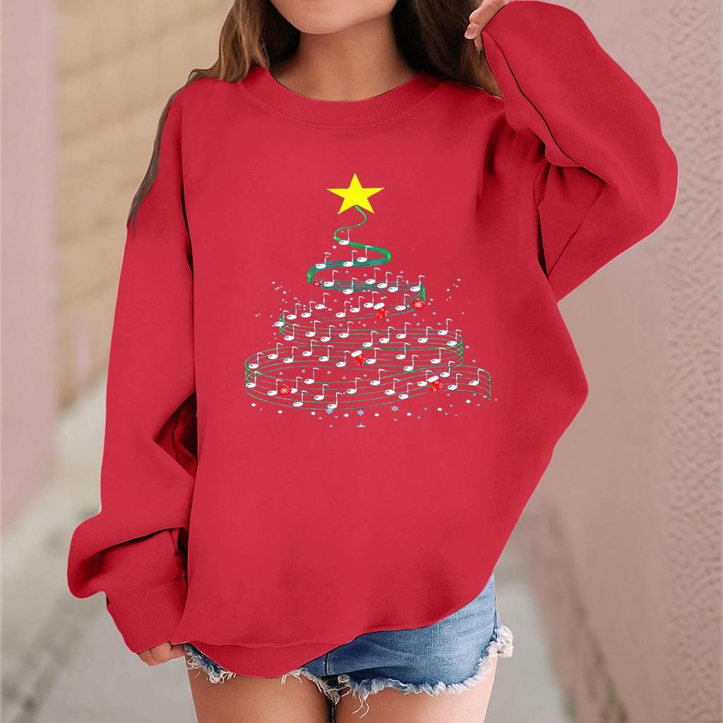 Children's Fashionable Casual Long-sleeved Loose Christmas Print Pullover Sweatshirt