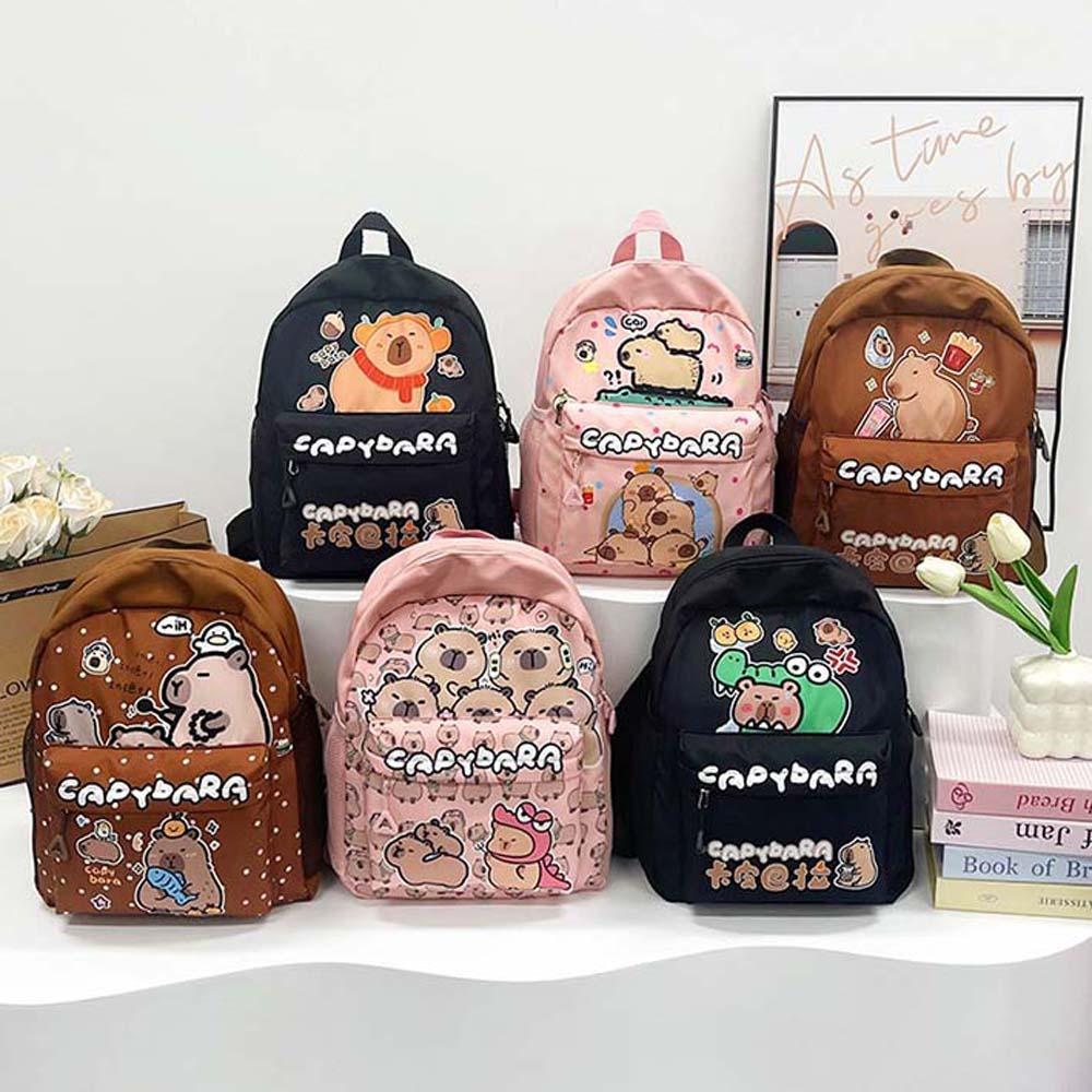 

Thickened Cartoon Animal Daypack Wide Straps Large Capacity School Bag Cute Capybara Backpack Kids Style6