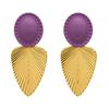 Chic Leaf Pendant Earrings Color Blocking Exaggerated Earrings Unique Vintage Drop Earrings  Party