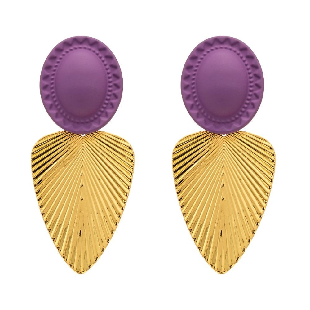 Chic Leaf Pendant Earrings Color Blocking Exaggerated Earrings Unique Vintage Drop Earrings  Party