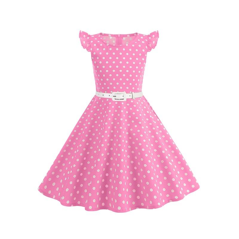 European and American Polka Dot Children's Clothing Dress Summer Flying Sleeves Fresh Retro Skirt T