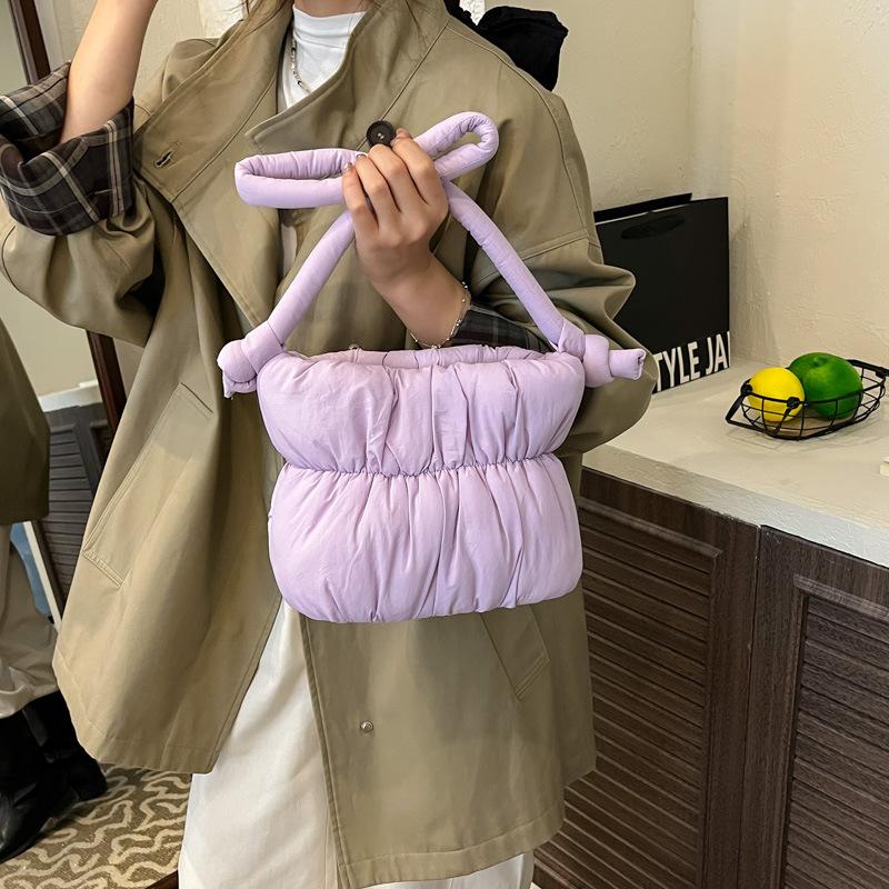 Soft Down Cotton Clothes Bag Women's 2025 Autumn and Winter New Large-capacity Nylon Cloth Bag Shoulder Crossbody Bucket Bag