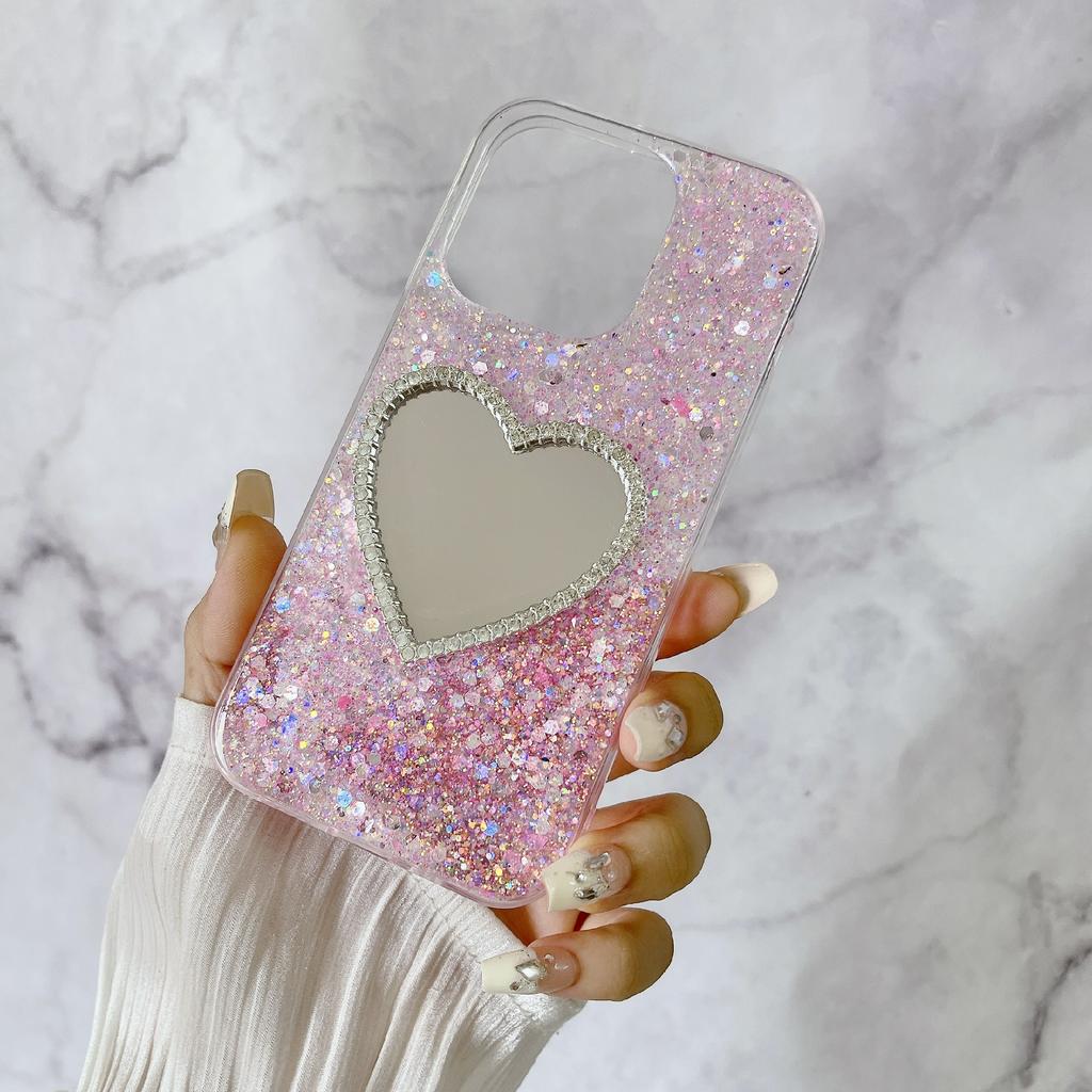 For iPhone 15 Pro Epoxy Case Mirror Design TPU Shockproof Phone Cover