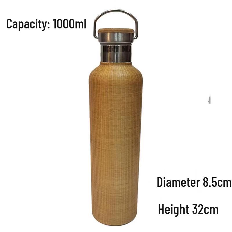 JingJingRS Bamboo Woven Insulated Water Bottle