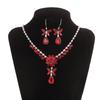 Flower Butterfly Zircon Necklace and Earring Set - Elegant European and American Style Jewelry