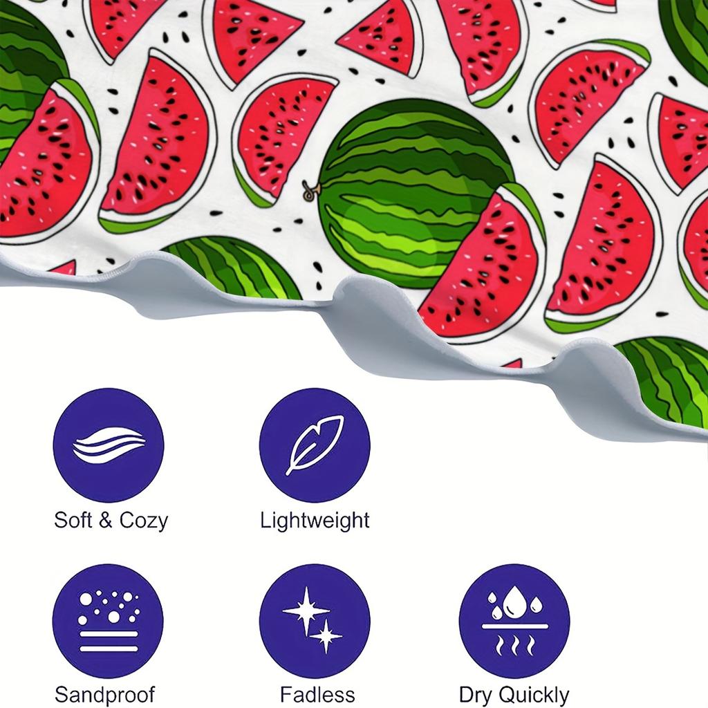 Watermelon Print Summer Beach Towel, All Over Design Microfiber Quick Dry Absorbent Soft for Travel Pool Bath Seaside Gift