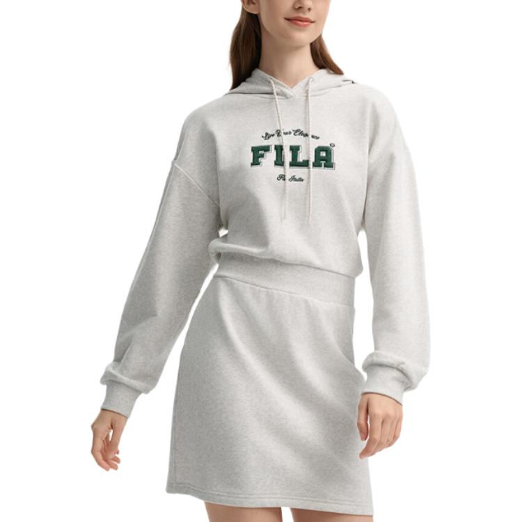 Fila Breathable Comfortable Loose Casual Long Sleeve Dress Women Dresses Gray F11W439310FMG