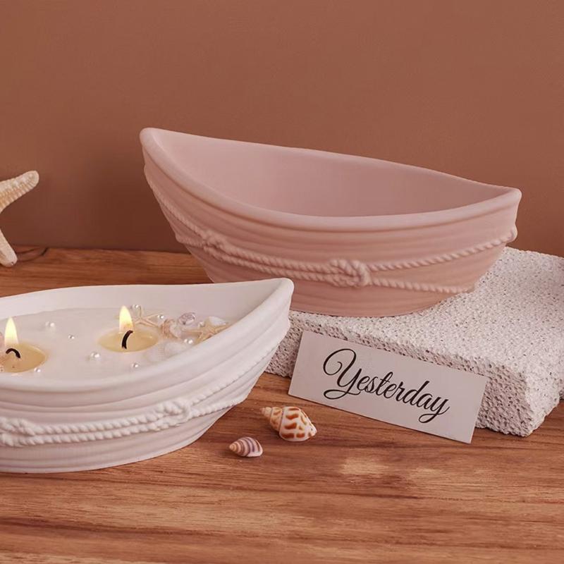 Candlestick Silicone Mold Candle Cup Mould Candle Holder Gypsum Molds Jutes Rope Ship Succulents Planter Mould