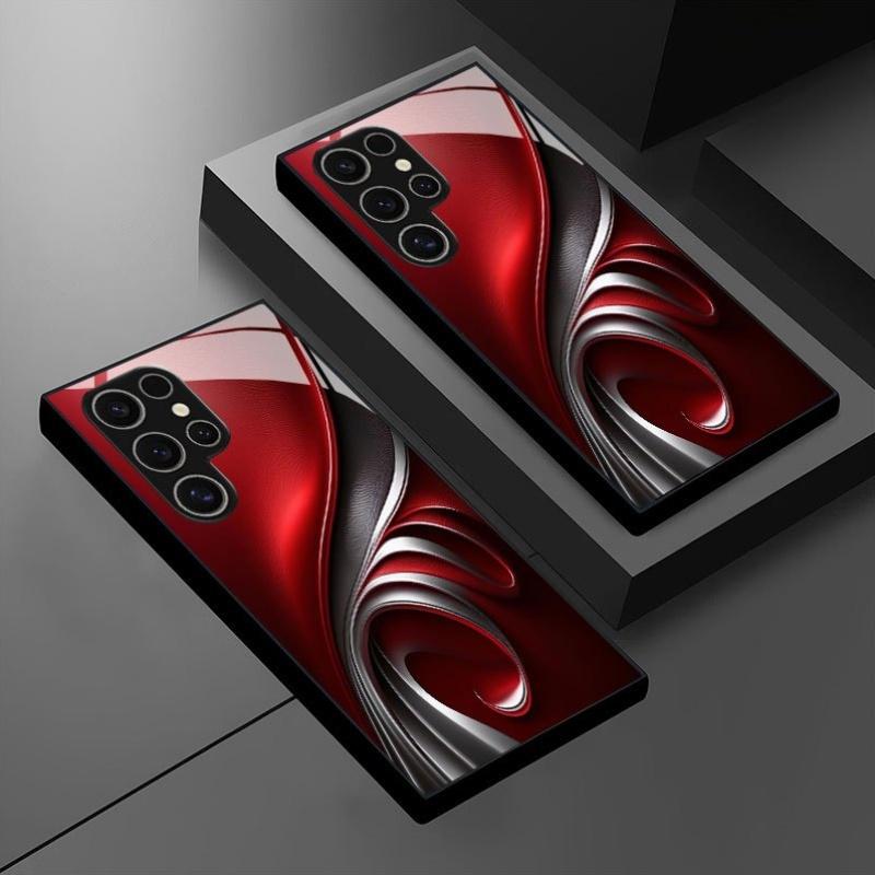 Custodia per telefono in vetro con motivo astratto rosso nero oro adatta per Samsung Galaxy S26 S25 S24 S22 S21 S20 FE Ultra Plus antiurto