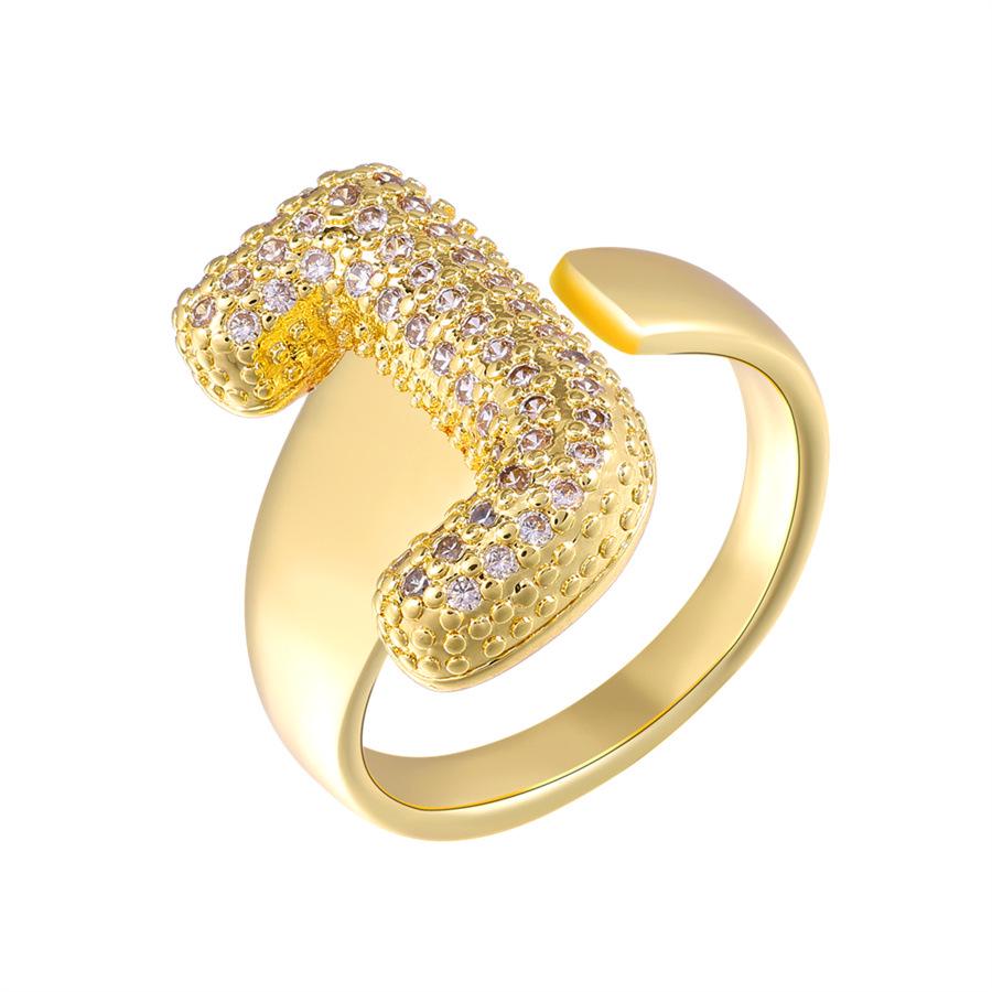 Zirkon Kupfer Mikro-Eingefasst 26-Buchstaben Offener Ring - Europäischer & Amerikanischer Weihnachtsschmuck