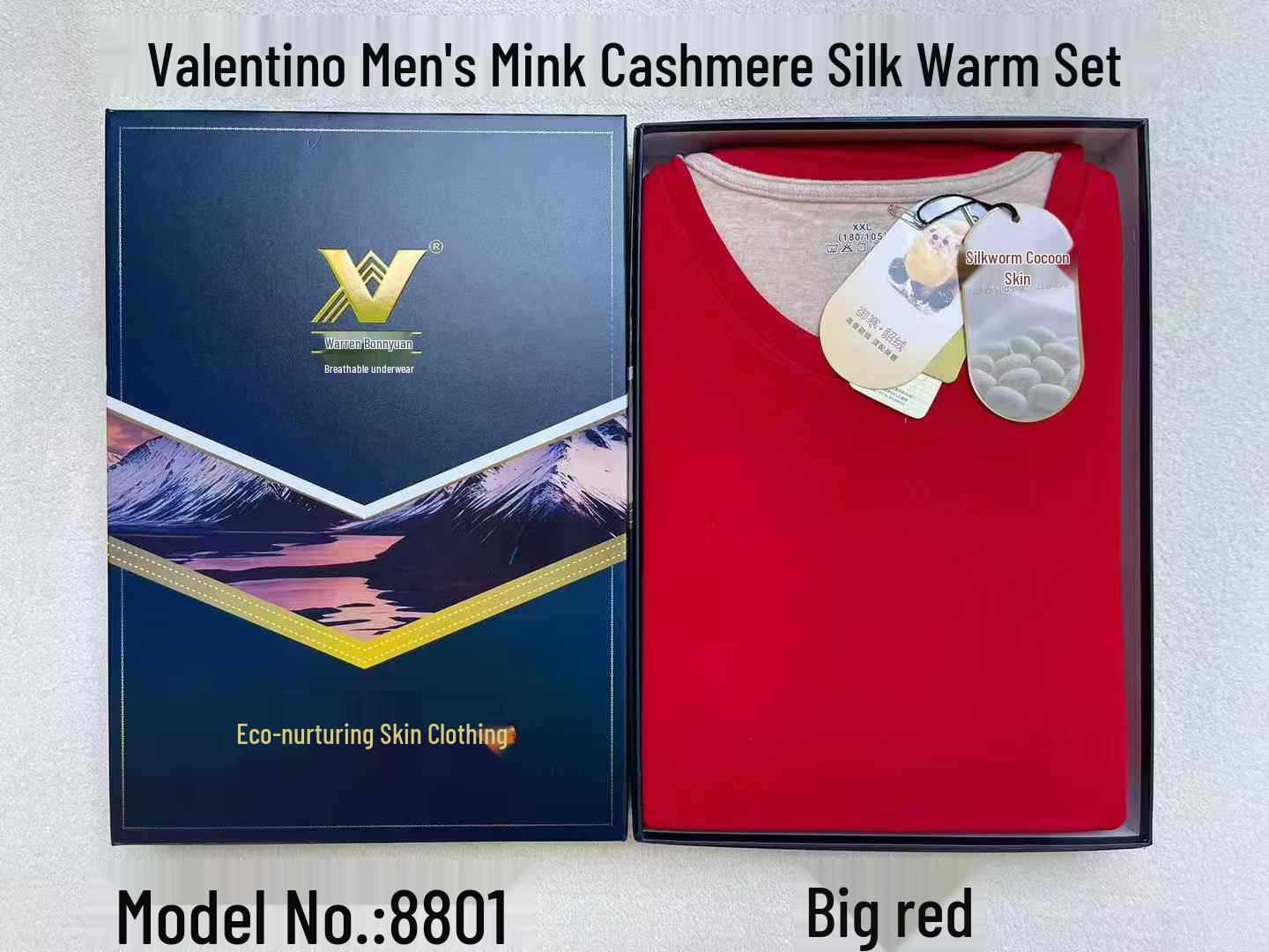 

Bangyuan 8801 Men s Mink Velvet Silk Thick Warm Autumn Set: Base Layer Top & Pants Large