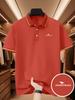 Running Horse Pattern Print, Men's Outdoor Golf Polo Shirt, Business Casual T-Shirt, Breathable Short-Sleeved Lapel for Daily Casual Wear