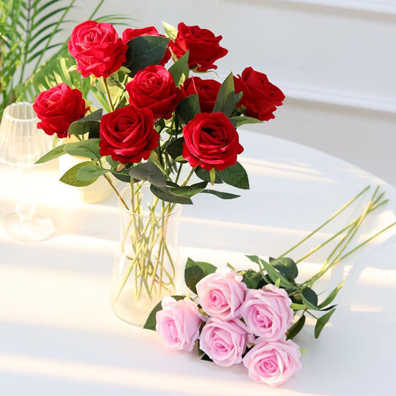 Realistic Velvet Rose Bouquet For Wedding Photography Home Decoration Gift Idea
