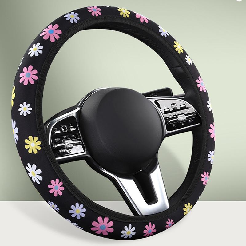 Steering Wheel Cover Neoprene Pink Sunflower Without Inner Ring Handle Cover