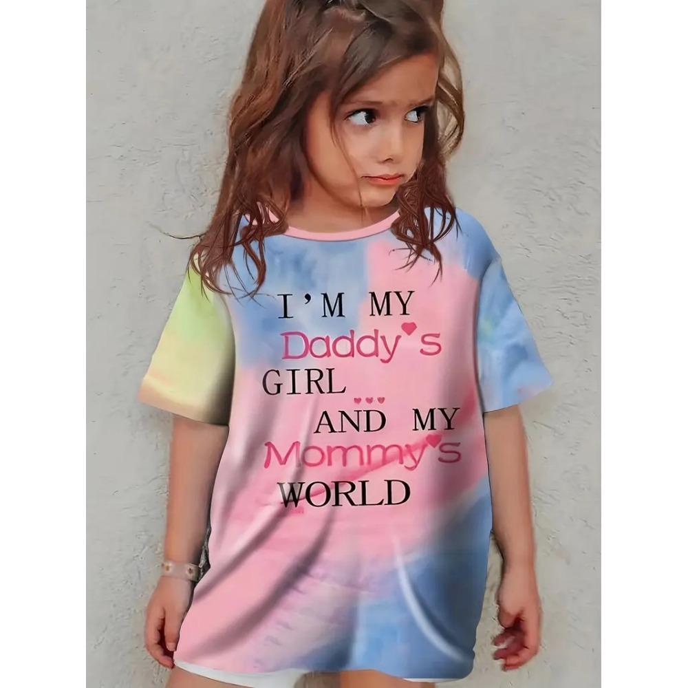 Girls' T-shirt tops fashion casual personality dressy cute pattern pullover short-sleeved