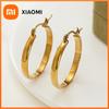 Huitan Stainless Steel Women Hoop Earrings Silver Color/Gold Color Fashion Party Wedding Versatile Accessories Elegant Jewelry
