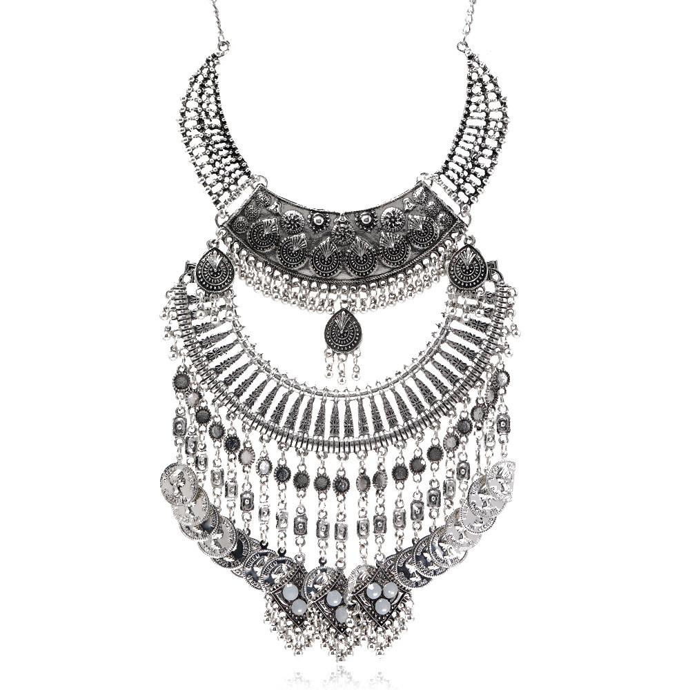 Elegant Coin Vintage Tassel Necklace With Alloy Material And Water Chain Wave