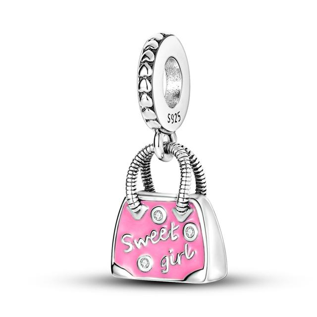 925 Sterling Silver Cz Dangle Baby Footprints wisiorek z motywem zwierzęcym koraliki Fit bransoletka naszyjnik prezent