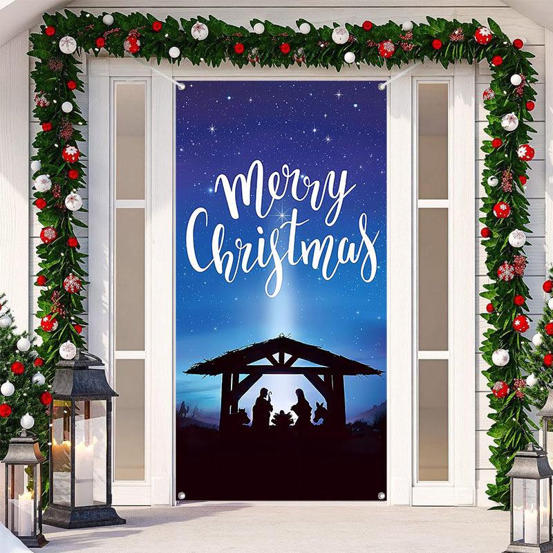 Christmas Door Tapestry: Hanging Cloth Decoration for Festivals & Parties