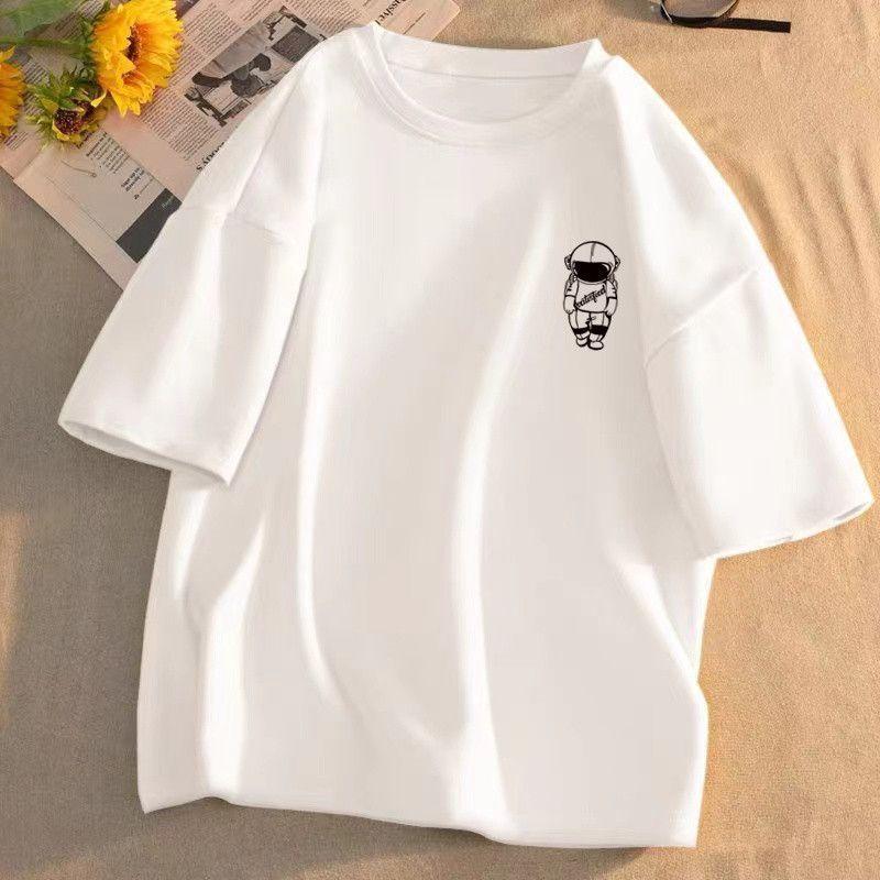 Summer T-shirt Creative Letter Printed Short Sleeved T-shirt Fashionable Comfortable Soft Breathable Cotton T-shirt