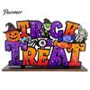 Halloween Room Tabletop Decor Pumpkin Haunted House Letter Ornament, Wooden Ornaments Spooky Festive Desk Decoration for Party Props Unique