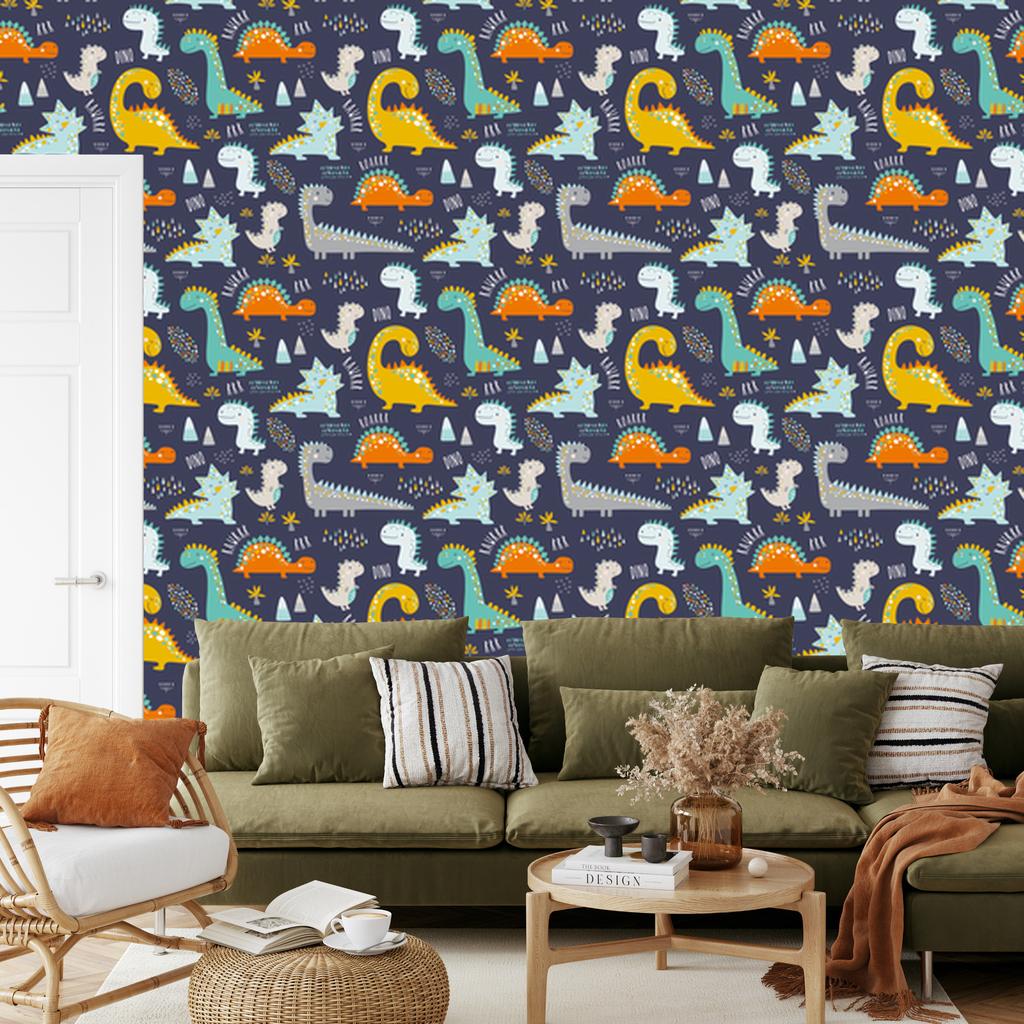 Colorful Dinosaurs Animals Wallpaper for Living Room and Bedroom 50x1000