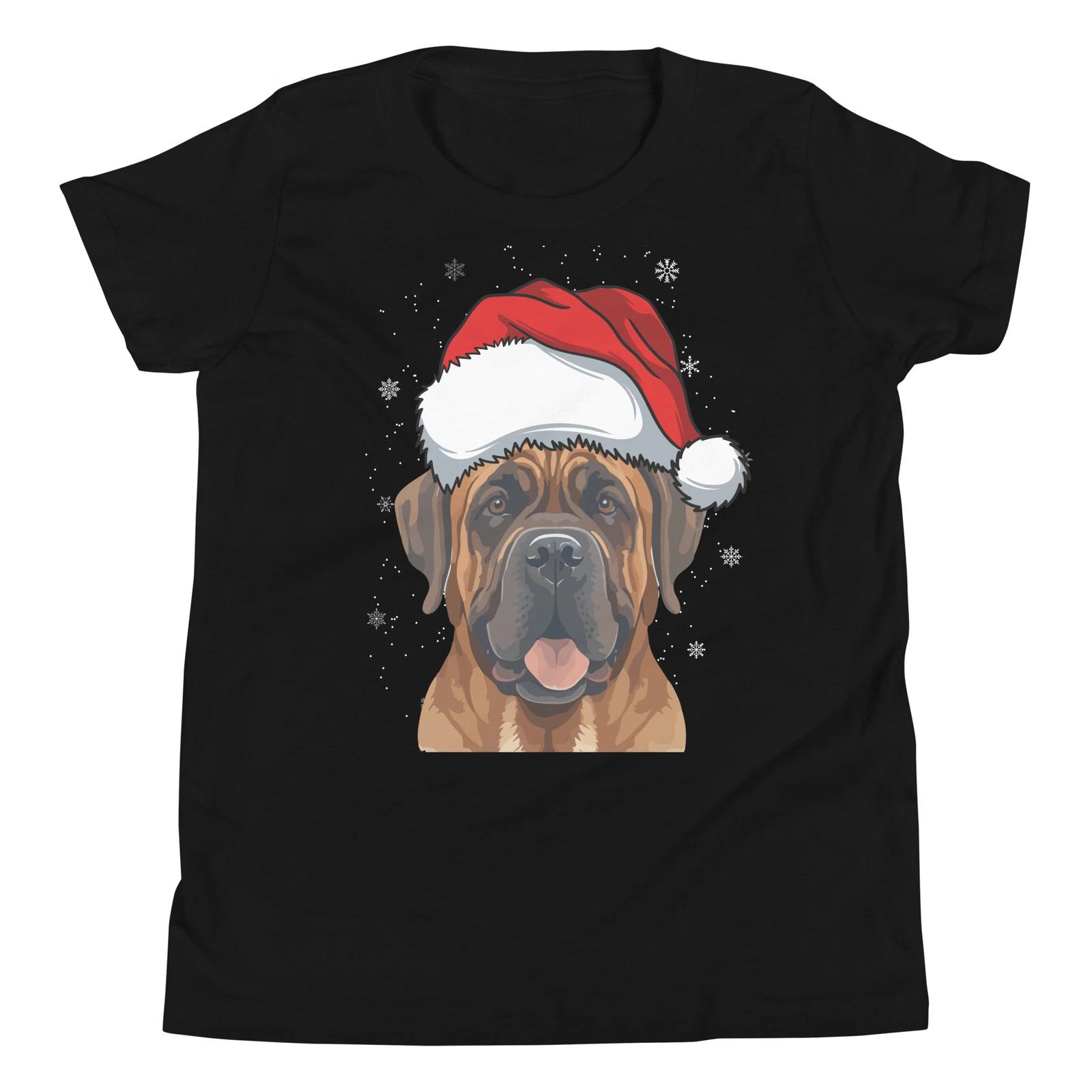 

Bullmastiff Wearing Christmas Santa Hat Funny Xmas Holiday Bullmastiff T-Shirt 150