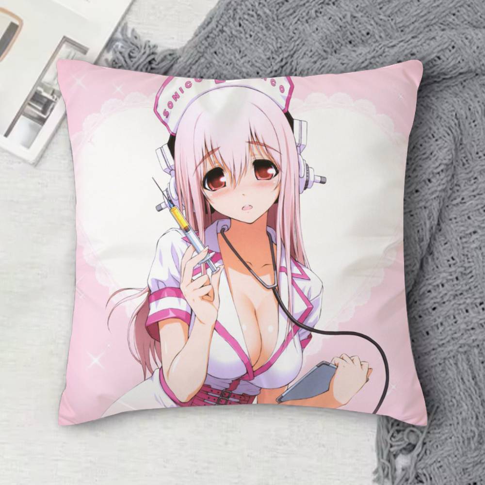 S-Super Sonico Double-Sided Printed Square Decorative Cushion Cover For Sofa Living Room Home Decor