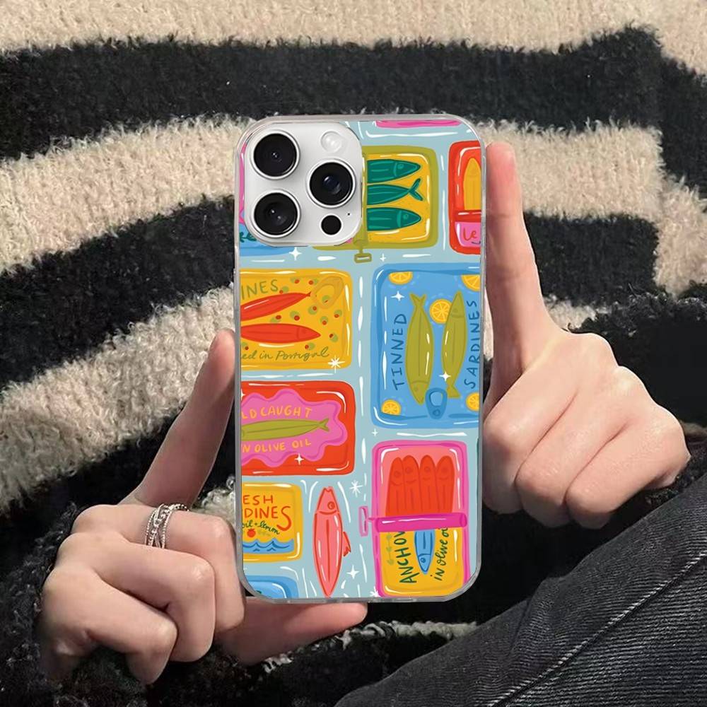 

Fish Funny Sardines Phone Case For iPhone 11 12 13 14 15 16 17 Plus Pro Max Satin Glossy Colorful iPhone 12