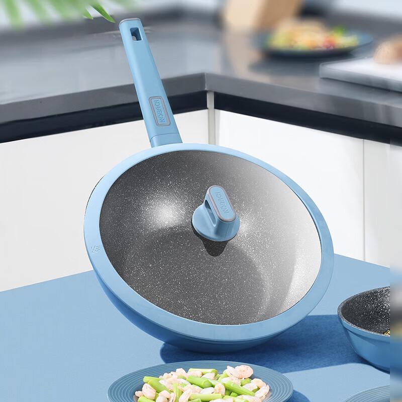 KBH 30cm Blue & White Titanium Non-stick Wok