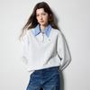 Women's Spliced Polo Collar Layered Sweatshirt