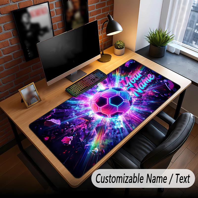 Soccer Theme Custom Mouse Pad Personalized With Name Text Customized Desk Mat For Office Home Decor