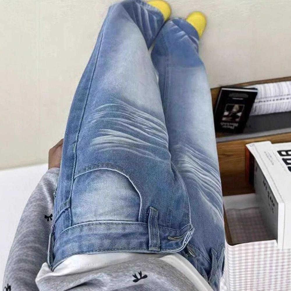 High-waisted Wide-legged Jeans Female Summer Large Size Skinny Loose Dragging Straight Pants Retro Street Style Baggy Long Jeans for Ladies